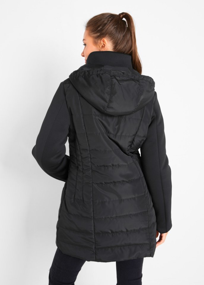 Jacke mit breitem Kragen und Kapuze
