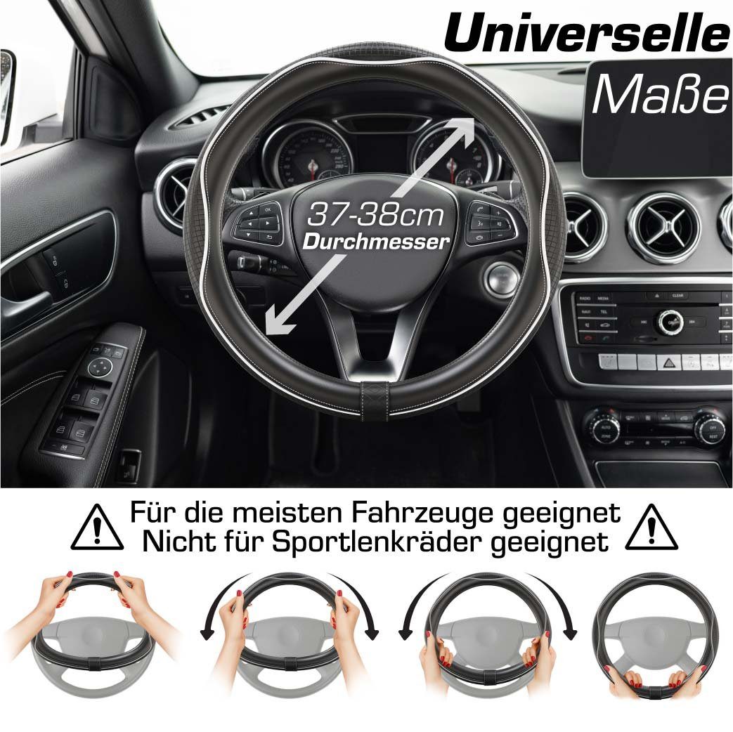 Upgrade4cars Lenkradbezug SportsLine, Ø 37,00 - 39,00 cm, Stilvolles Linien-Design mit Perforierten Details für mehr Grip