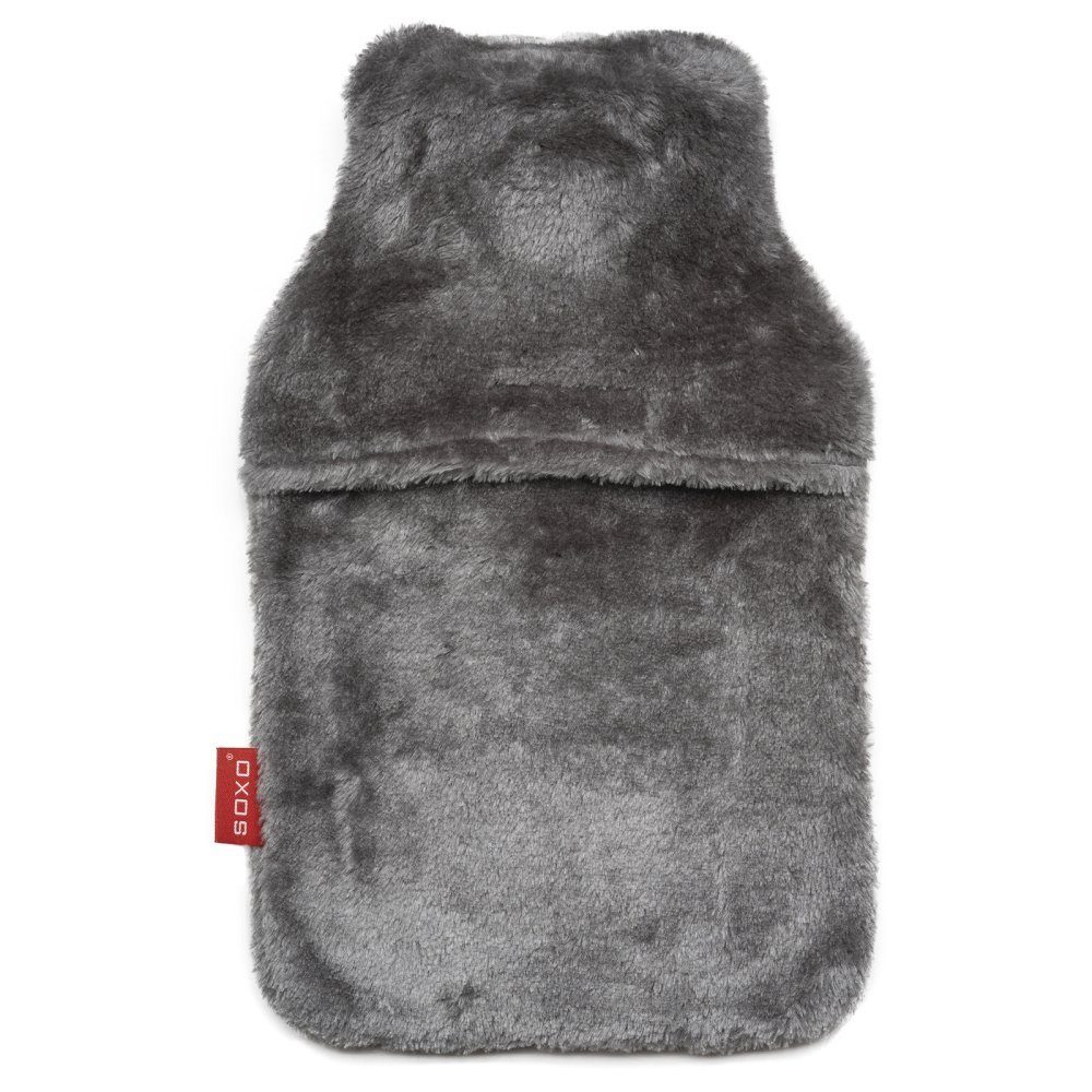 König Design Wärmflasche XXL Wärmeflasche weicher Plüsch Bezug, 1,8L Wärmflaschen Bettflasche Handwärmer