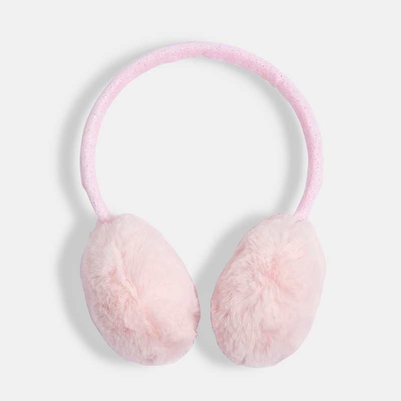 Cache-oreilles rétractable en fausse fourrure rose fille