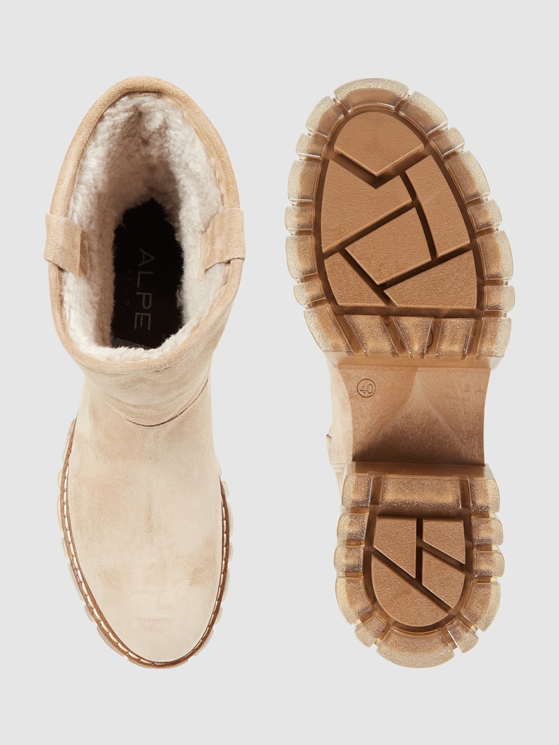 Boots in Veloursleder-Optik in camel