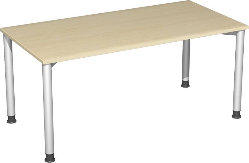 4 Fuß Flex Schreibtisch höhenverstellbar, 1600x800x680-800, Ahorn/Silber