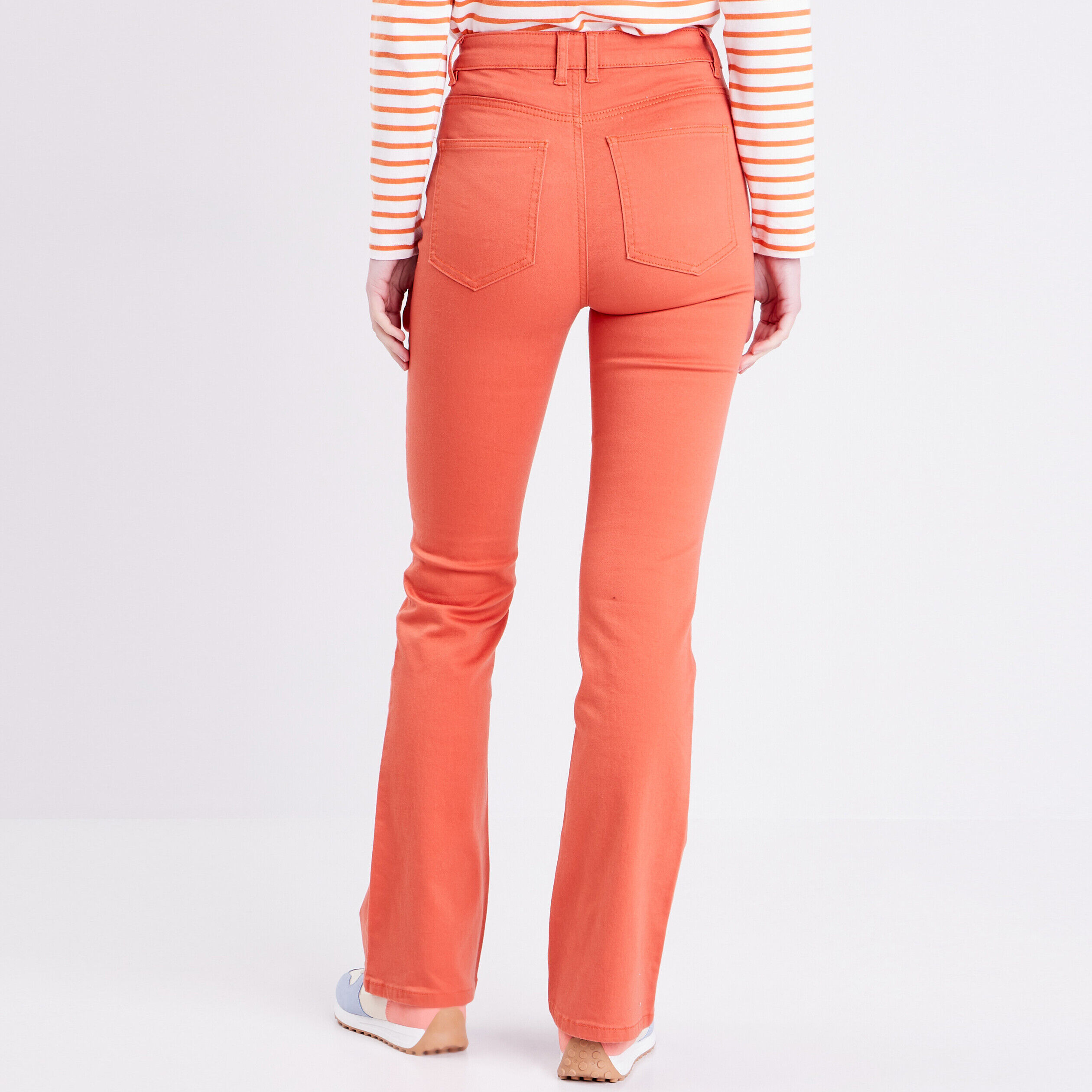 Jeans flare taille haute orange foncé femme | Cache Cache