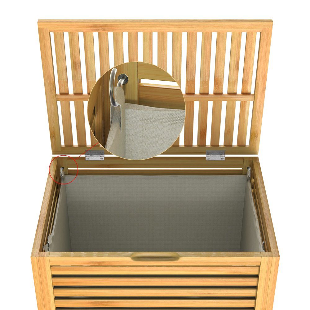 Casaria Wäschekorb (1 St), Bambus 62l Wäschebox natur Wäschebehälter Badezimmer Truhe