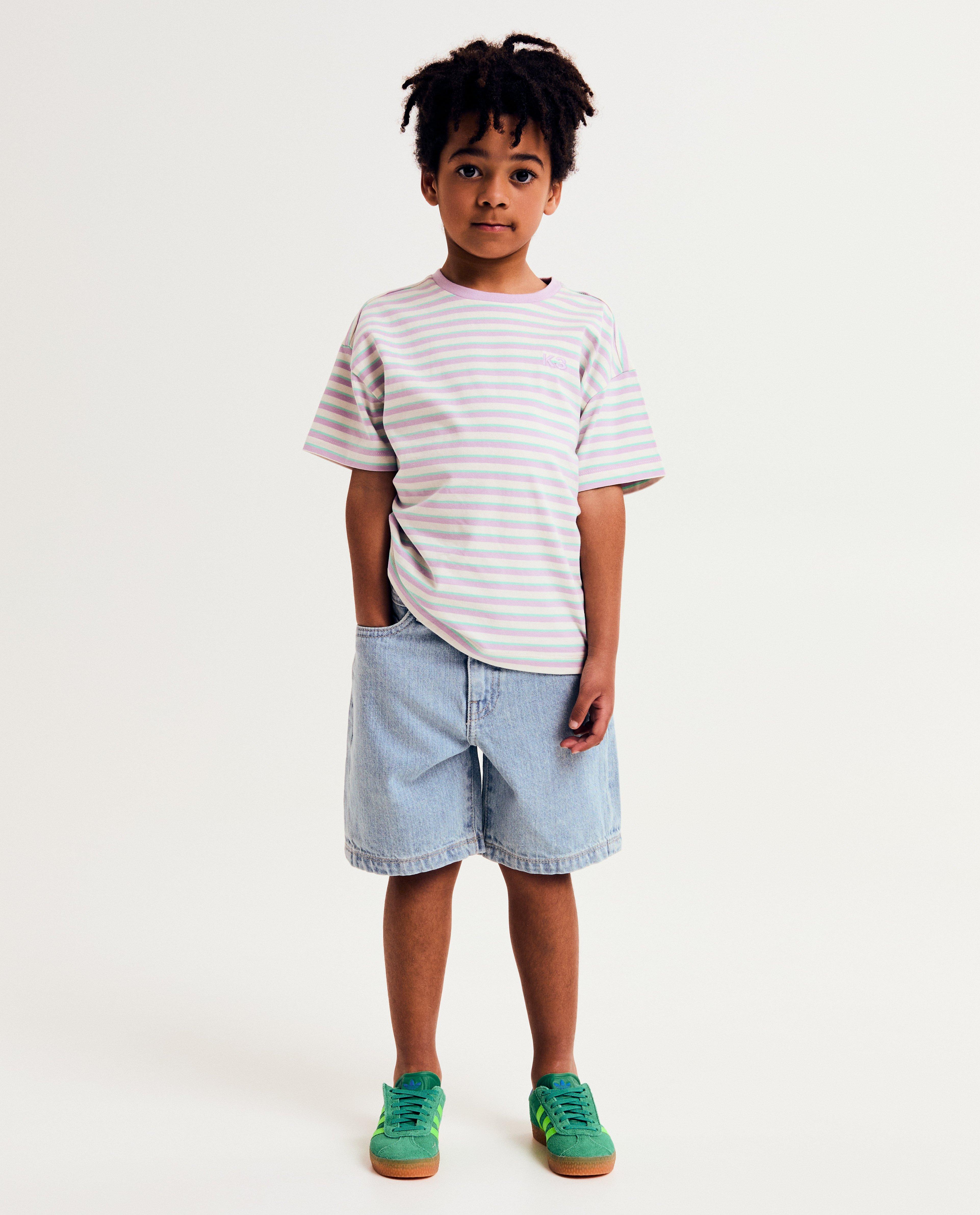 K3 majica s prugama, unisex, 98-140 ljubičasta