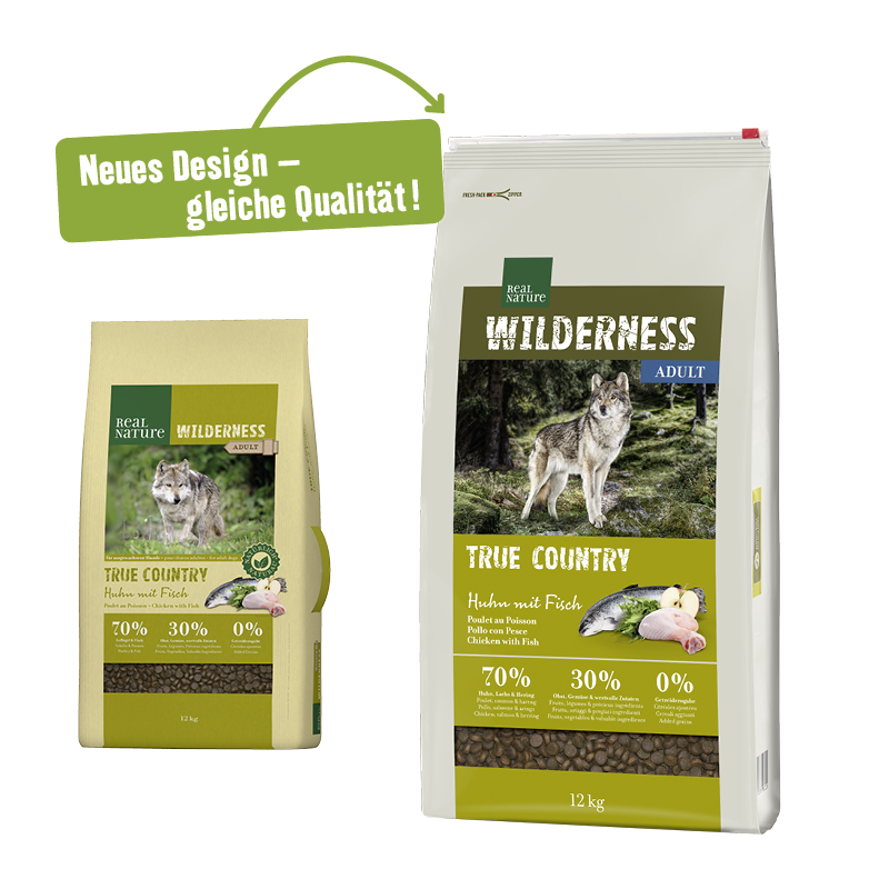 REAL NATURE Hundetrockenfutter REAL NATURE WILDERNESS True Country Adult Huhn mit Fisch 12 kg