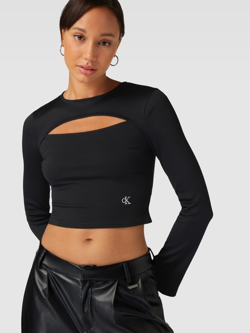 Cropped Longsleeve mit Cut Out Modell 'MILANO' in black