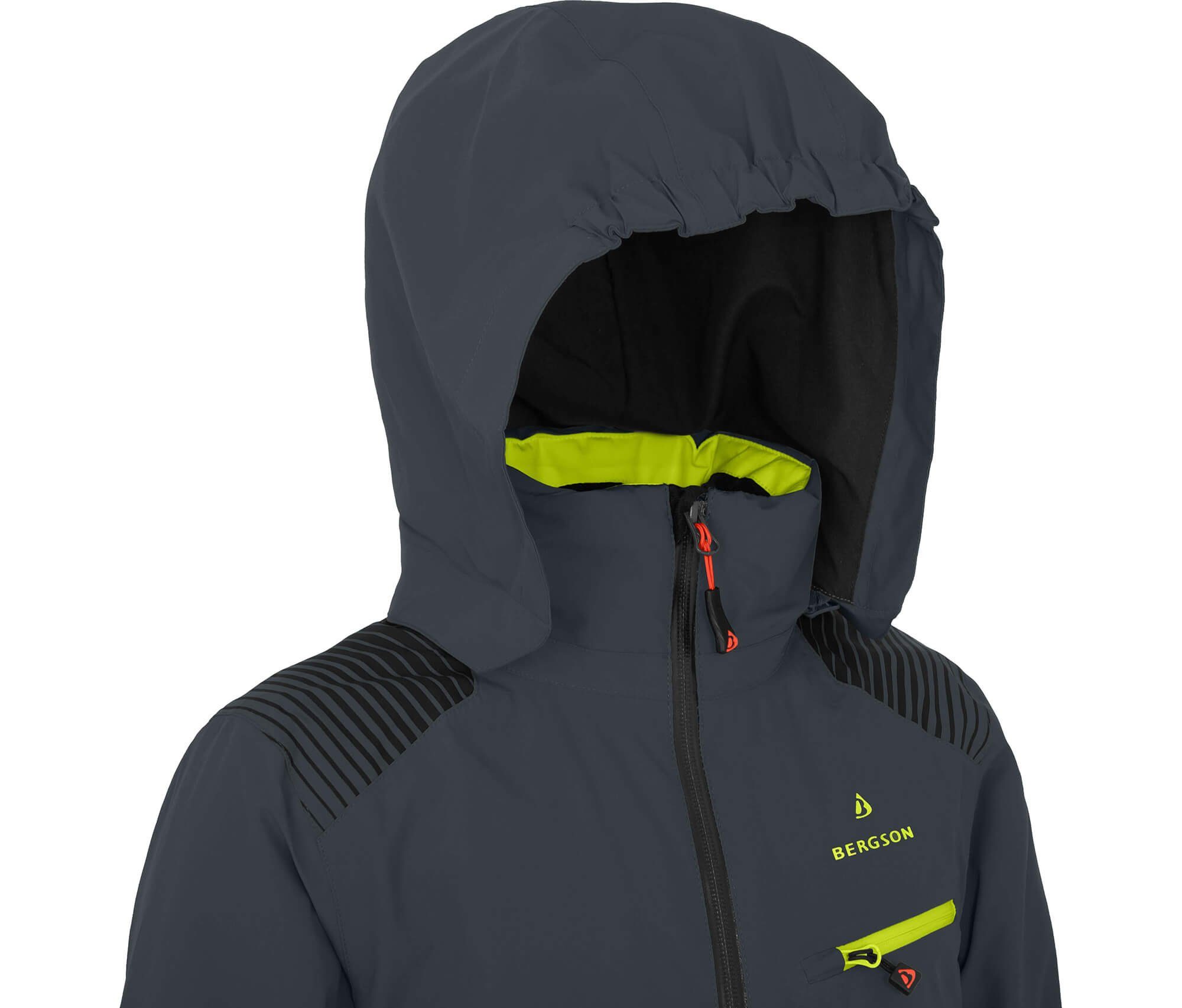 Bergson Winterjacke VEIKO Kinder Skijacke, wattiert, 20000 mm Wassersäule, Normalgrößen, dunkel grau