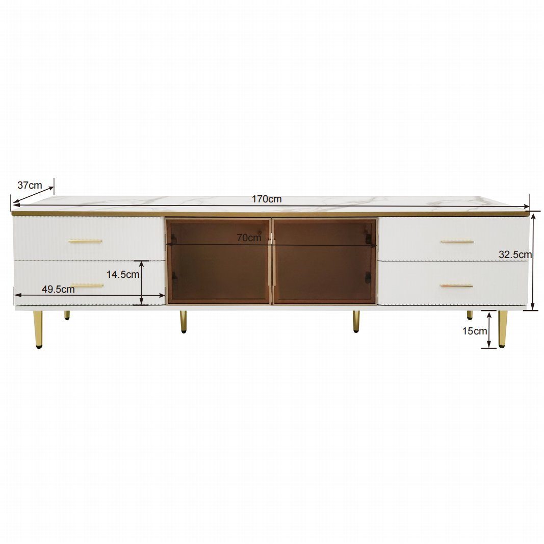 Merax Wohnwand, (2-St., Couchtisch und Lowboard mit LED-Beleuchtung), Wohnmöbel Set mit Glastüren und Schubladen, Wohnzimmerset