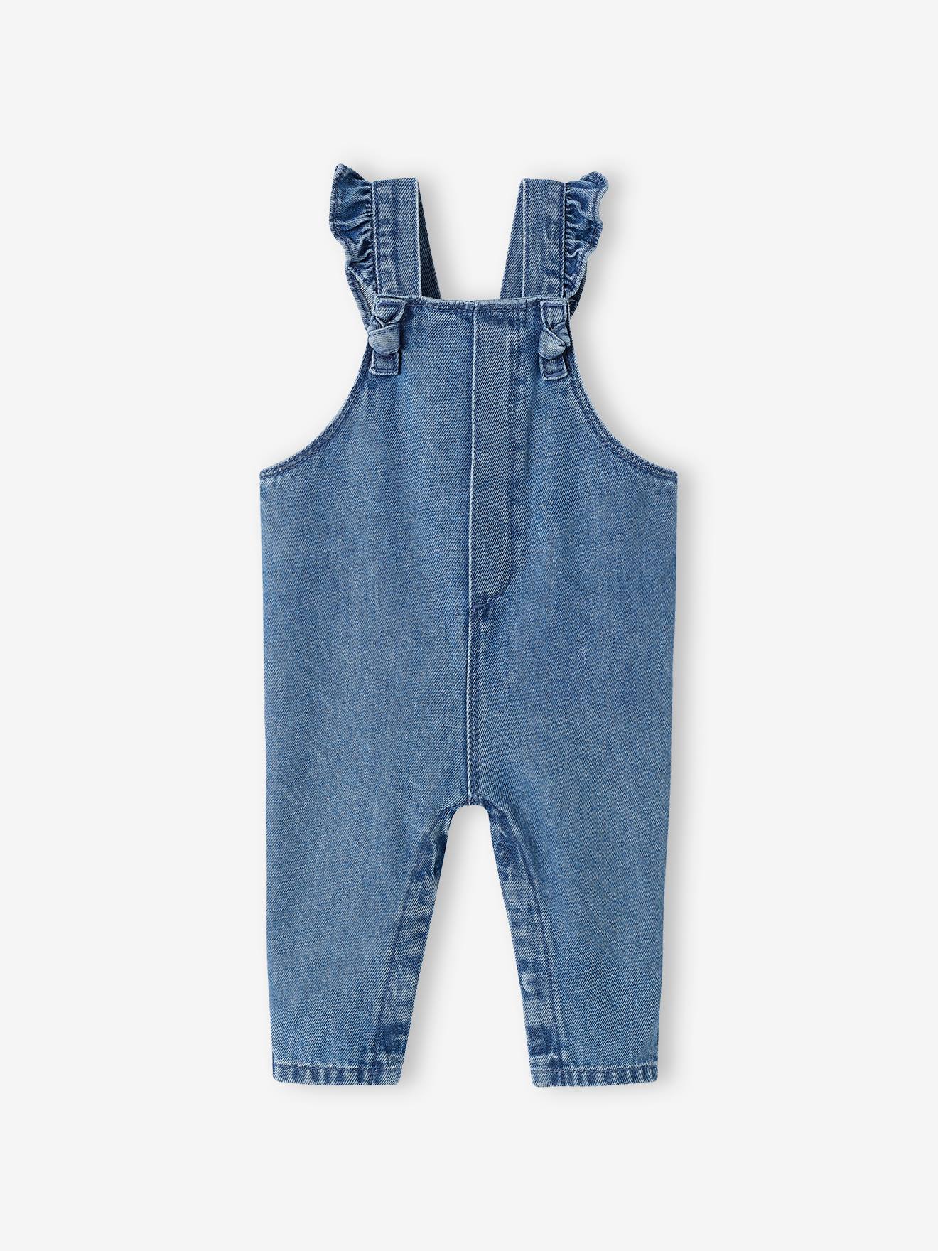 Vertbaudet Mädchen Baby Jeans-Latzhose - blue stone