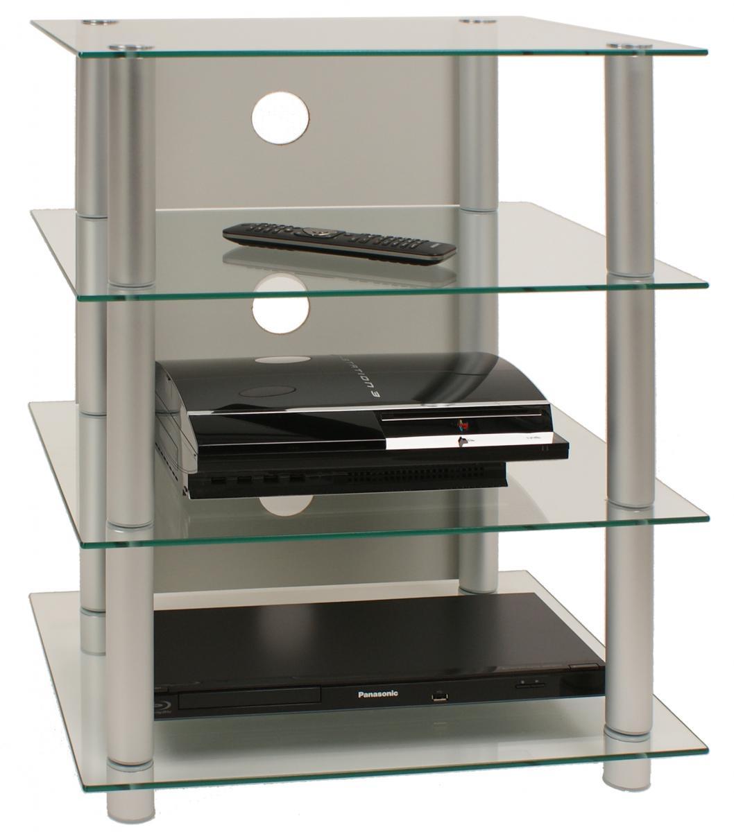 VCM my media Hifi-Möbel Blados Silber/Klarglas