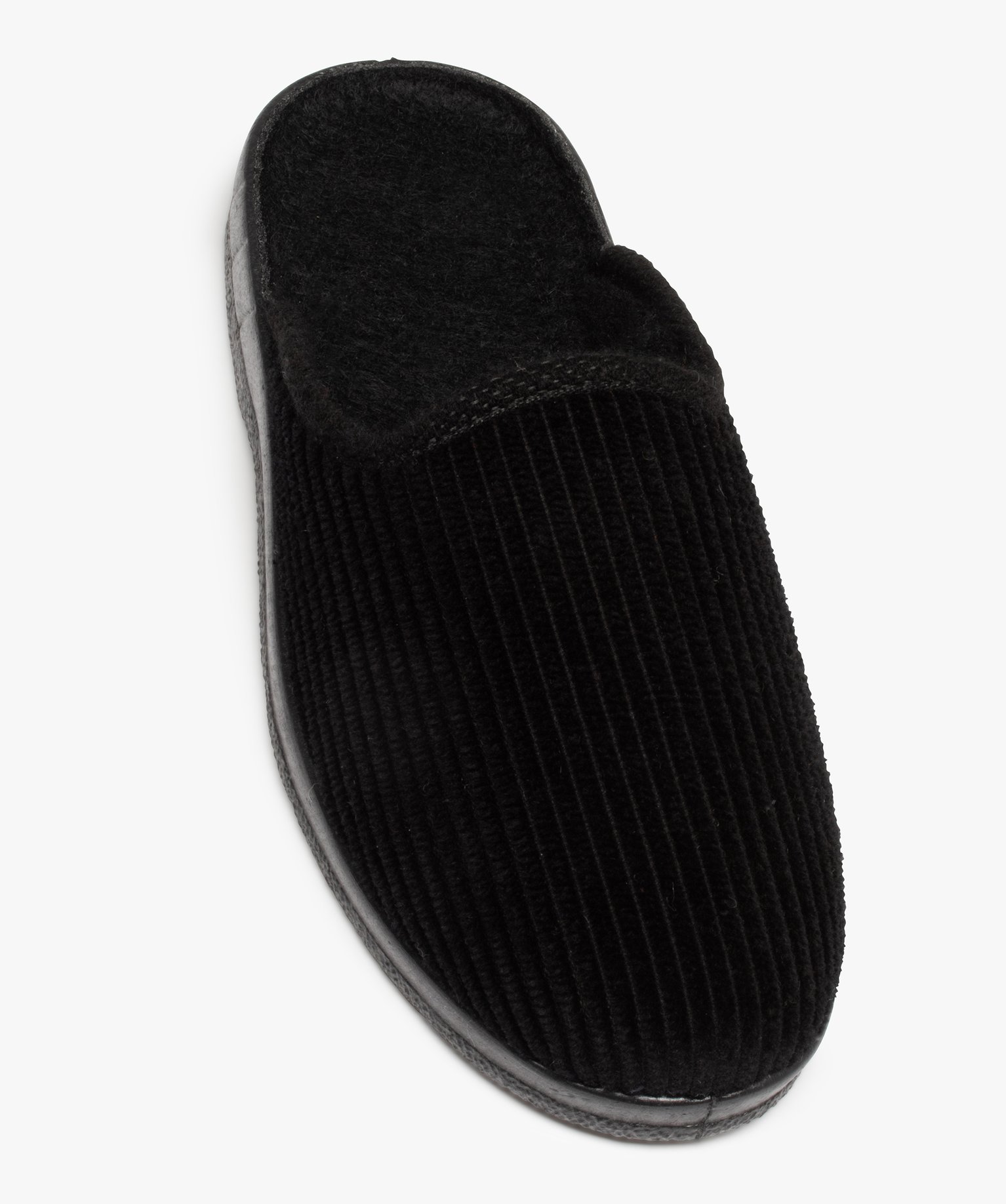 Chaussons homme mules en velours ctelé uni noir | GEMO