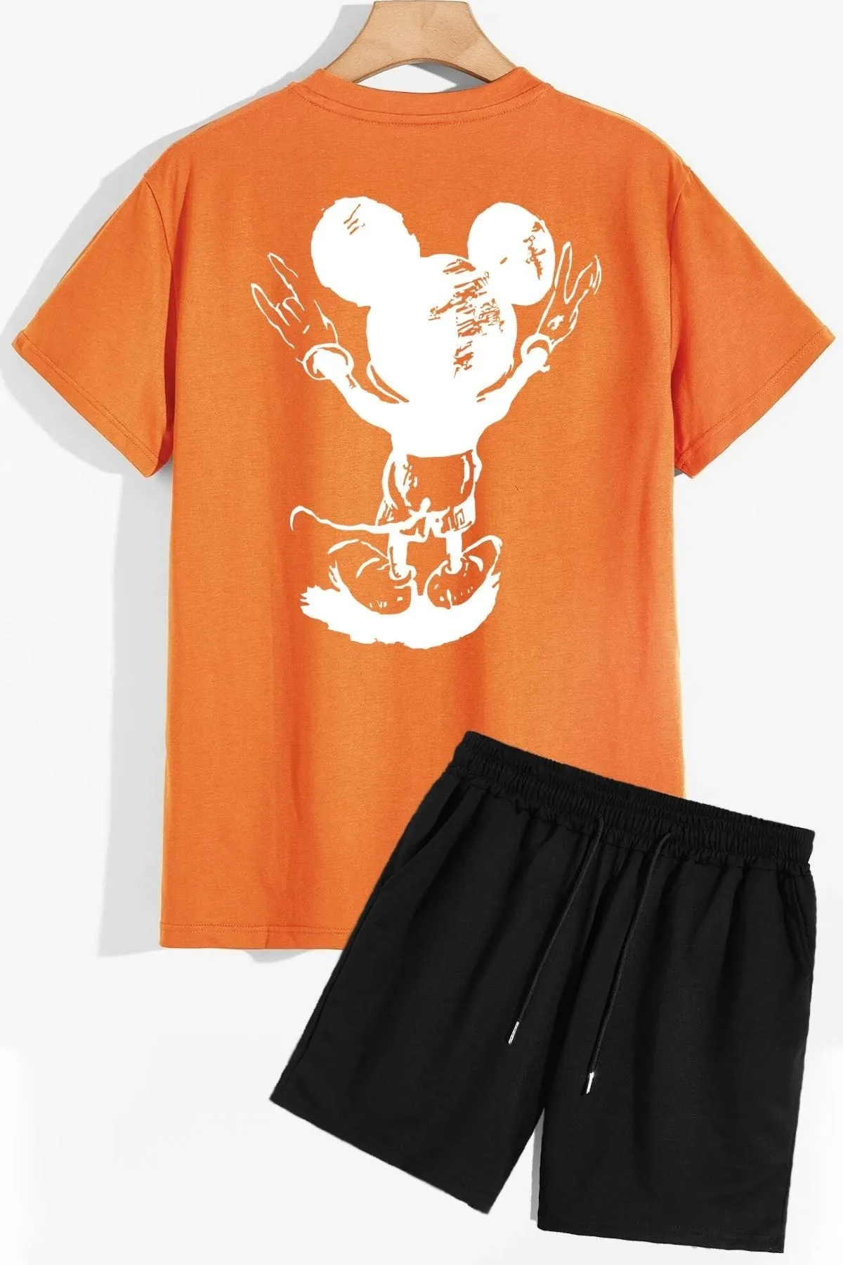 trendypassion  Shorts-T-Shirt-Trainingsanzug-Set mit Rückendruck