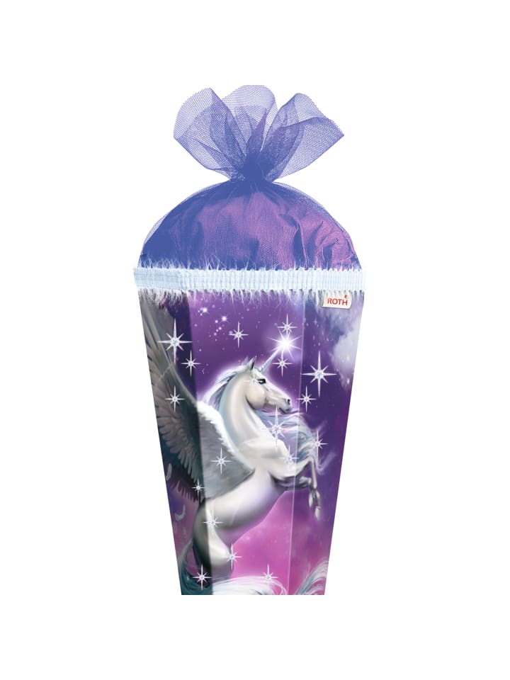 ROTH Schultüte groß Magic Pegasus 85 cm, Glitter Glitzerborte in Lila günstig kaufen onesize