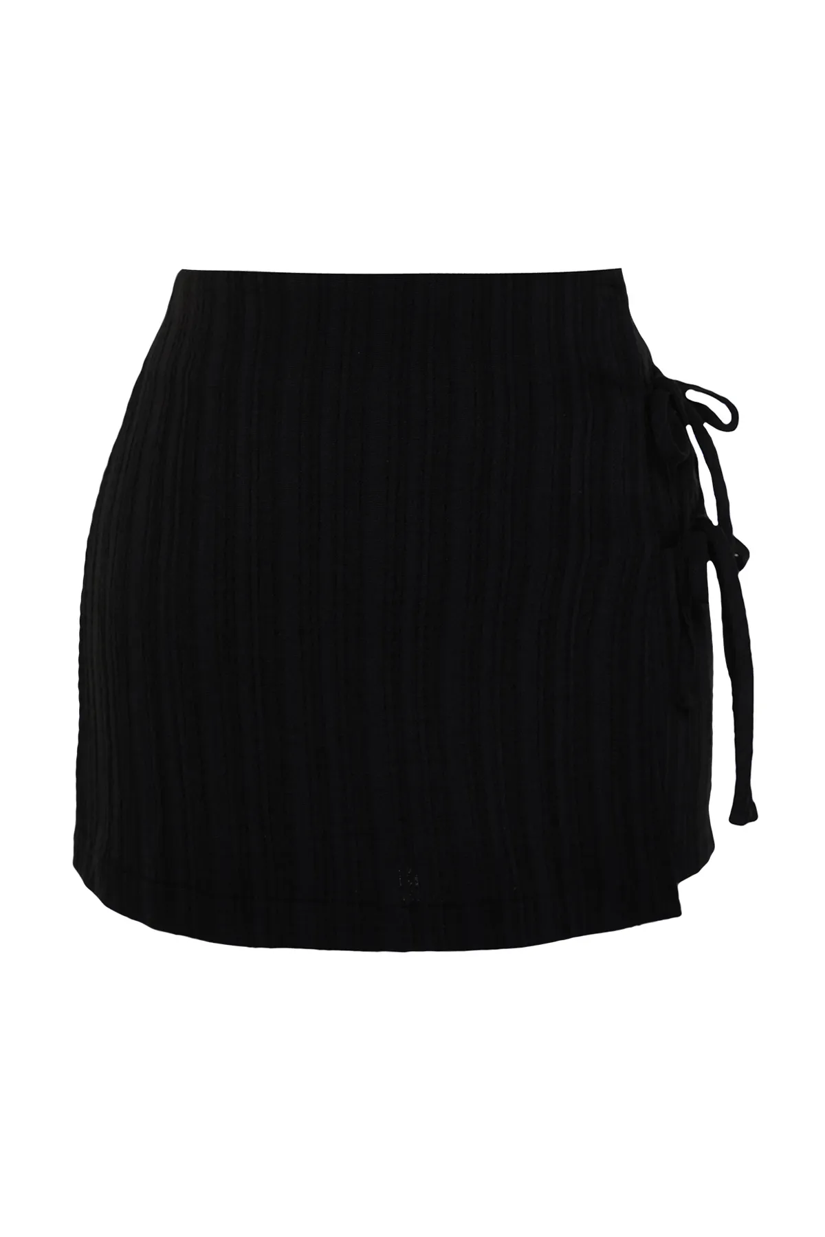 Trendyol Collection  Schwarzer, gewebter, gebundener Shorts-Rock aus Leinenmischung TBESS23SR00044