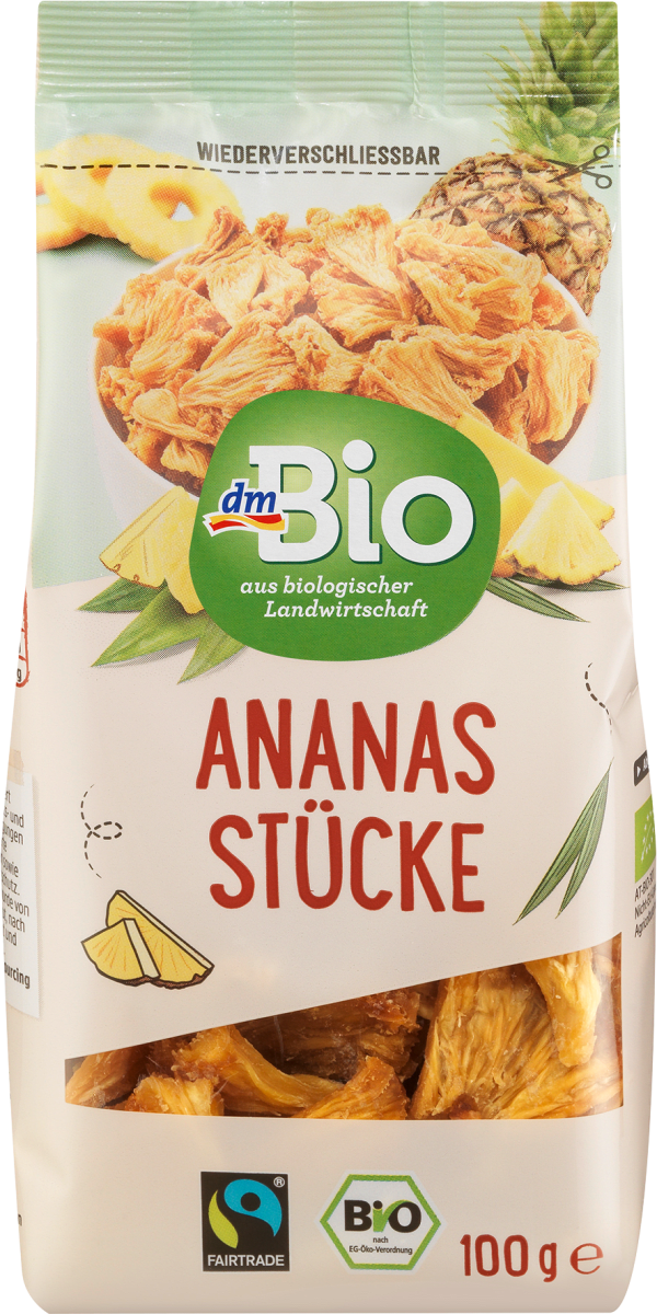 Trockenfrüchte, Ananasstücke, 100 g