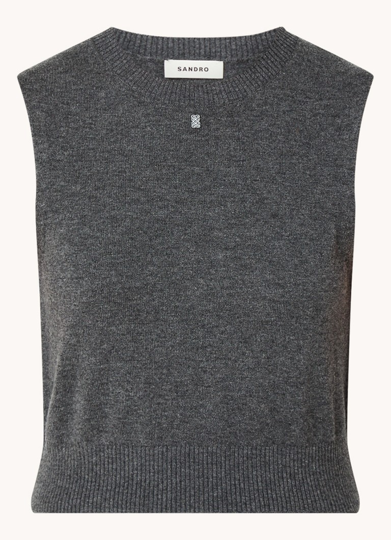 Sandro Cropped fine knit top in cashmere blend