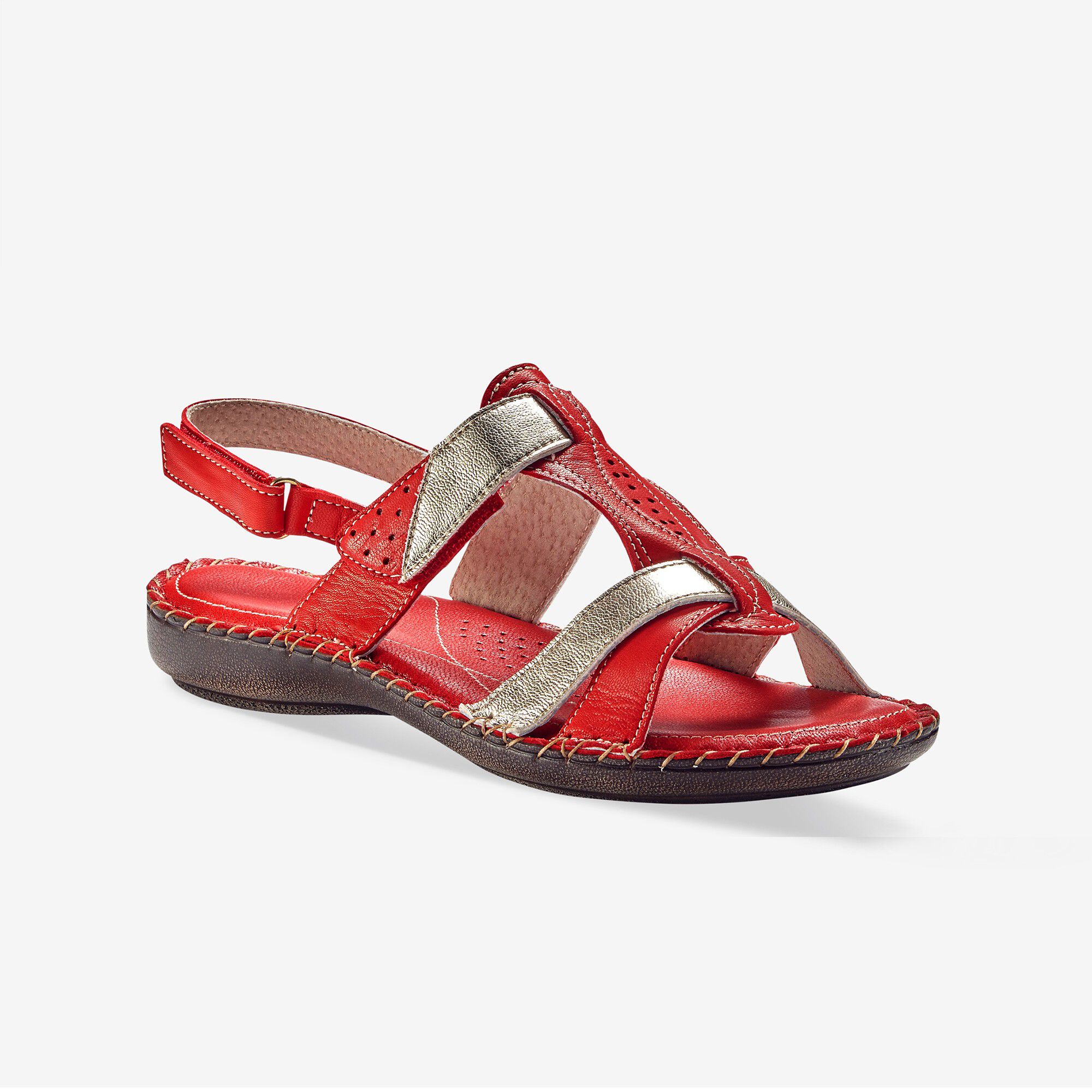 Sandales bicolores en cuir extra souple