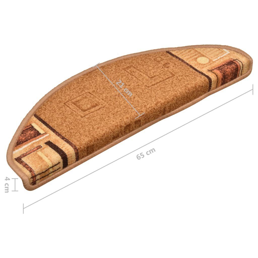 Stufenmatte Treppenmatten Selbstklebend 15 Stk. Beige 65x21x4 cm, vidaXL, Rechteckig, Höhe: 4 mm