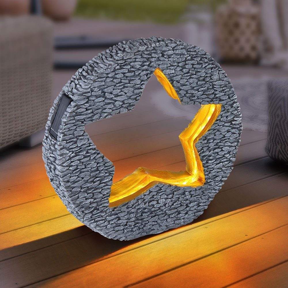 etc-shop Gartenleuchte, LED-Leuchtmittel fest verbaut, Warmweiß, Solarleuchte Gartendeko für Außen Tischdeko Solarleuchte goldfarben