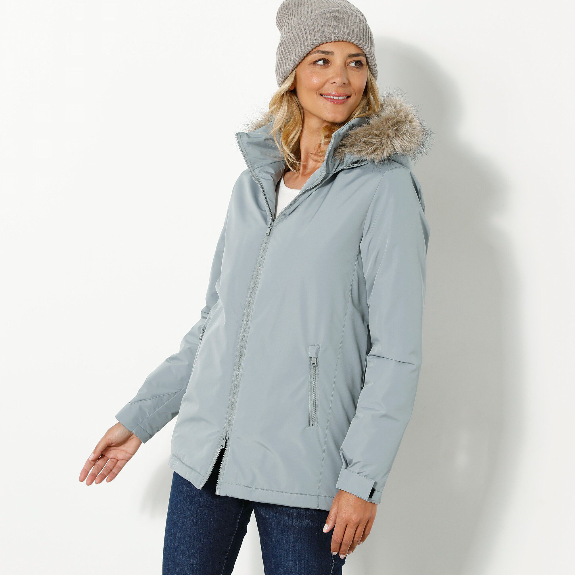 Parka imperméable zippée capuche