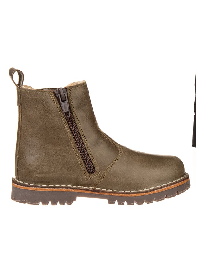 POM POM Leder-Chelsea-Boots in Khaki günstig kaufen