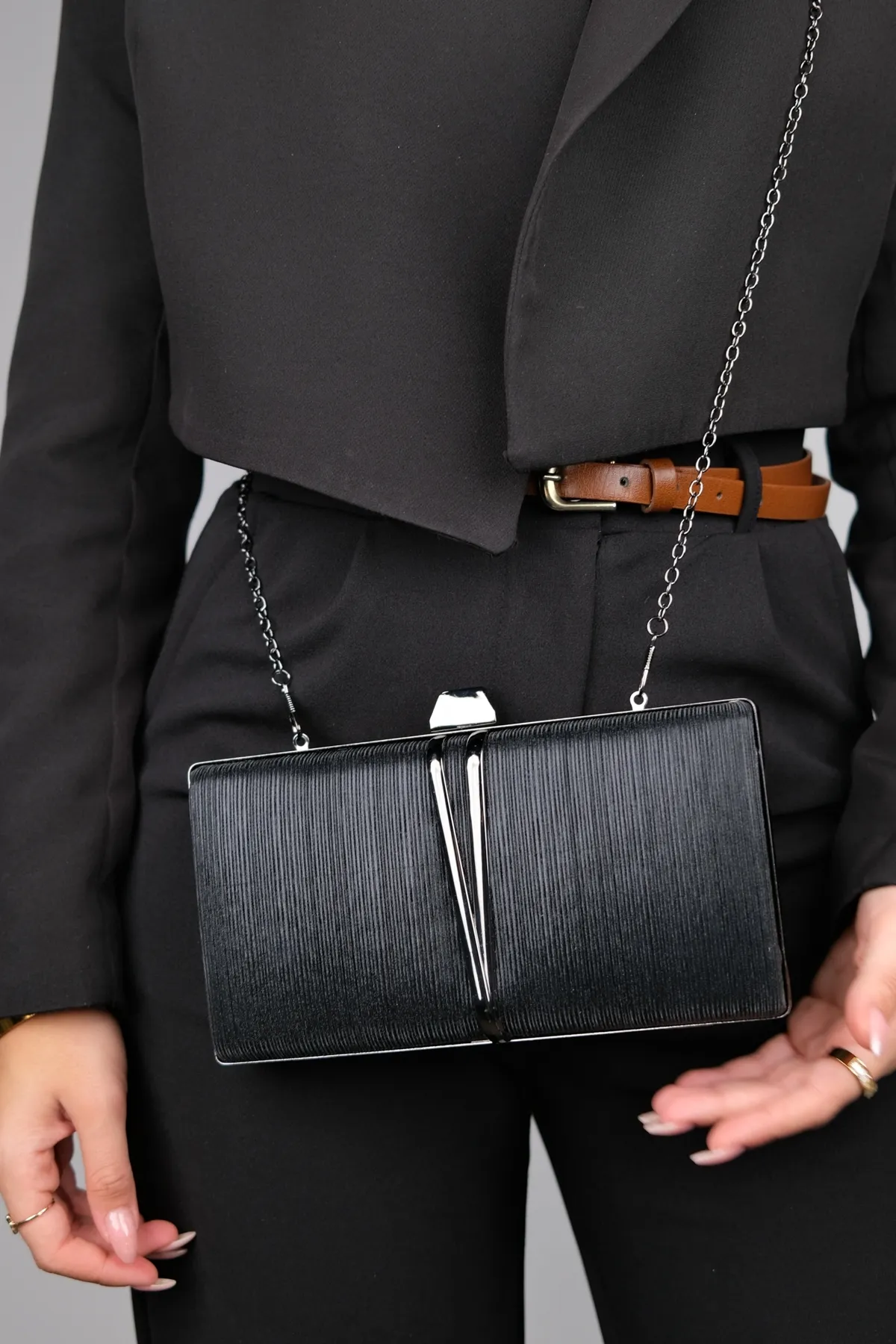 LuviShoes  721 Black Laser Damen-Abendkleidtasche