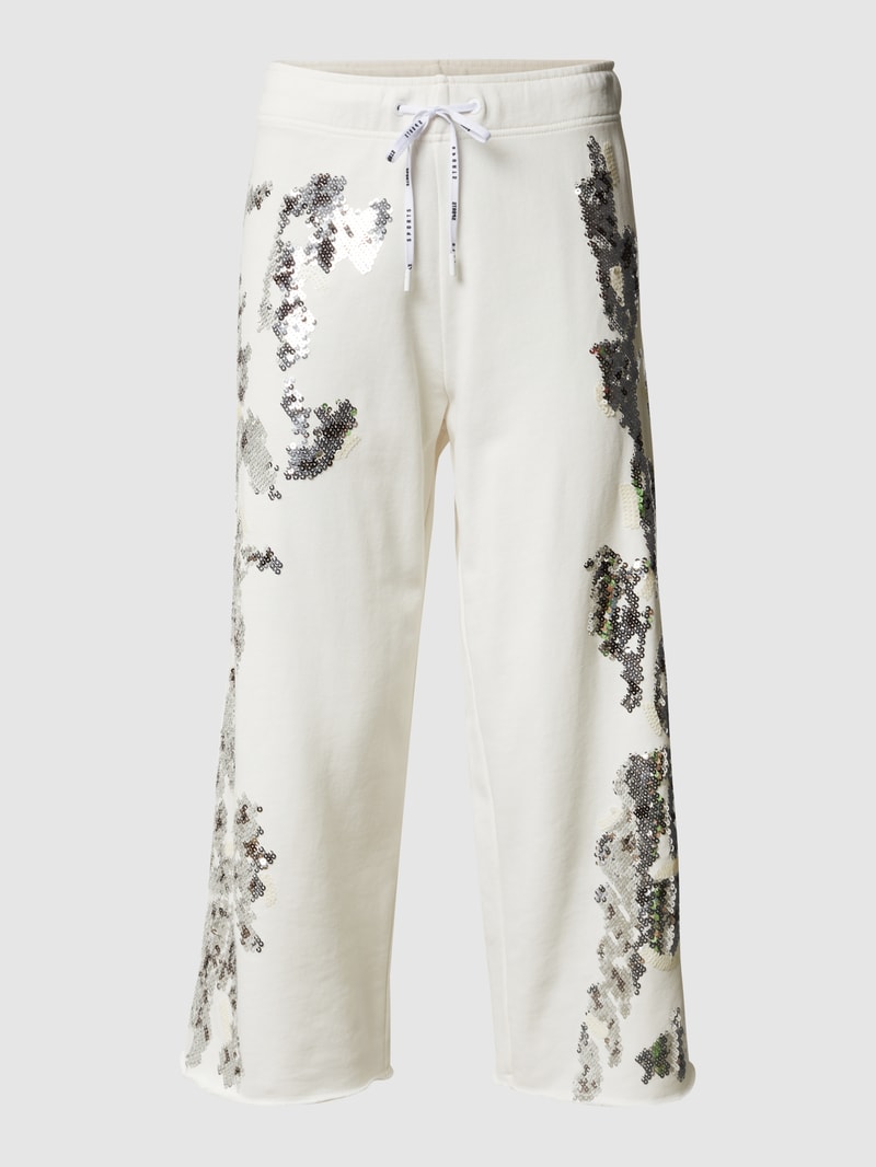 Sweathose mit Pailettenbesatz in offwhite