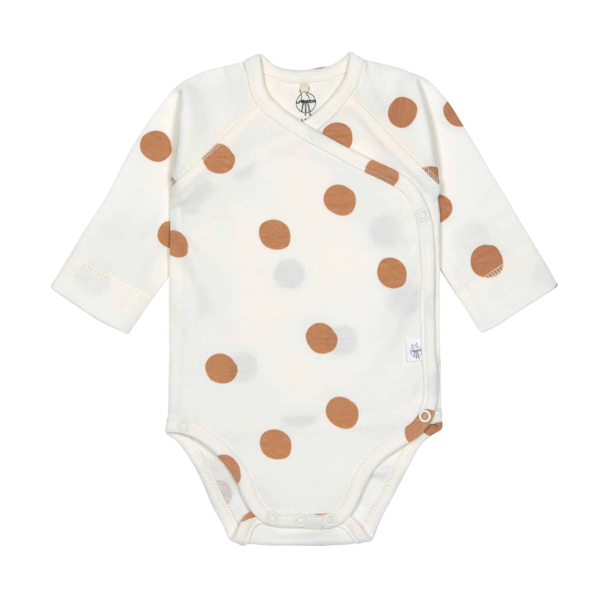 Baby Wickelbody langarm - Bio Baumwolle, Punkte, Weiß