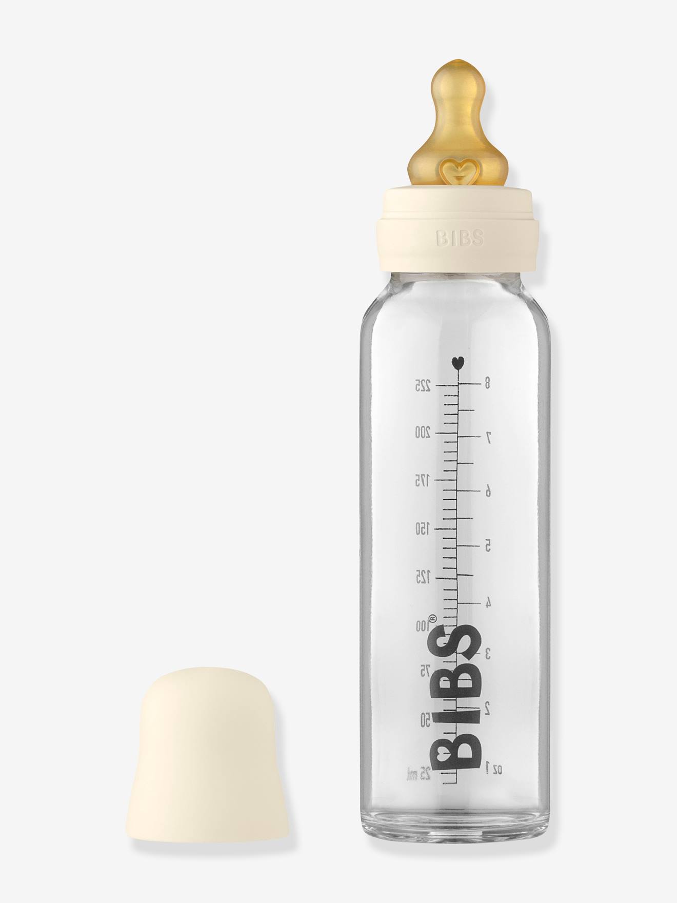 Biberon en verre 225 ml BIBS blanc