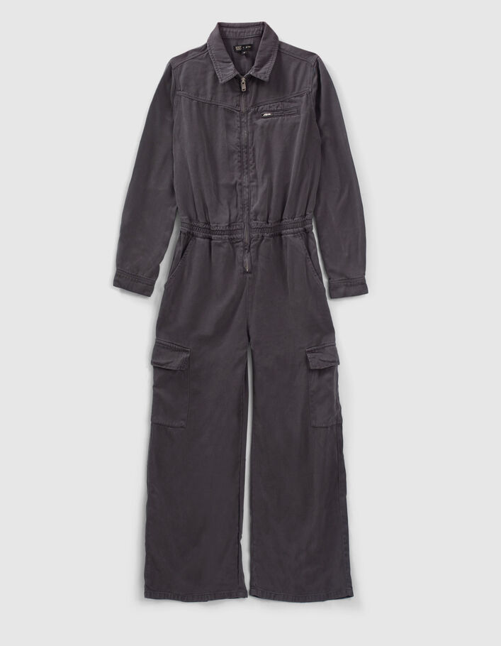 Combi longue grise zippée en Lyocell® fille