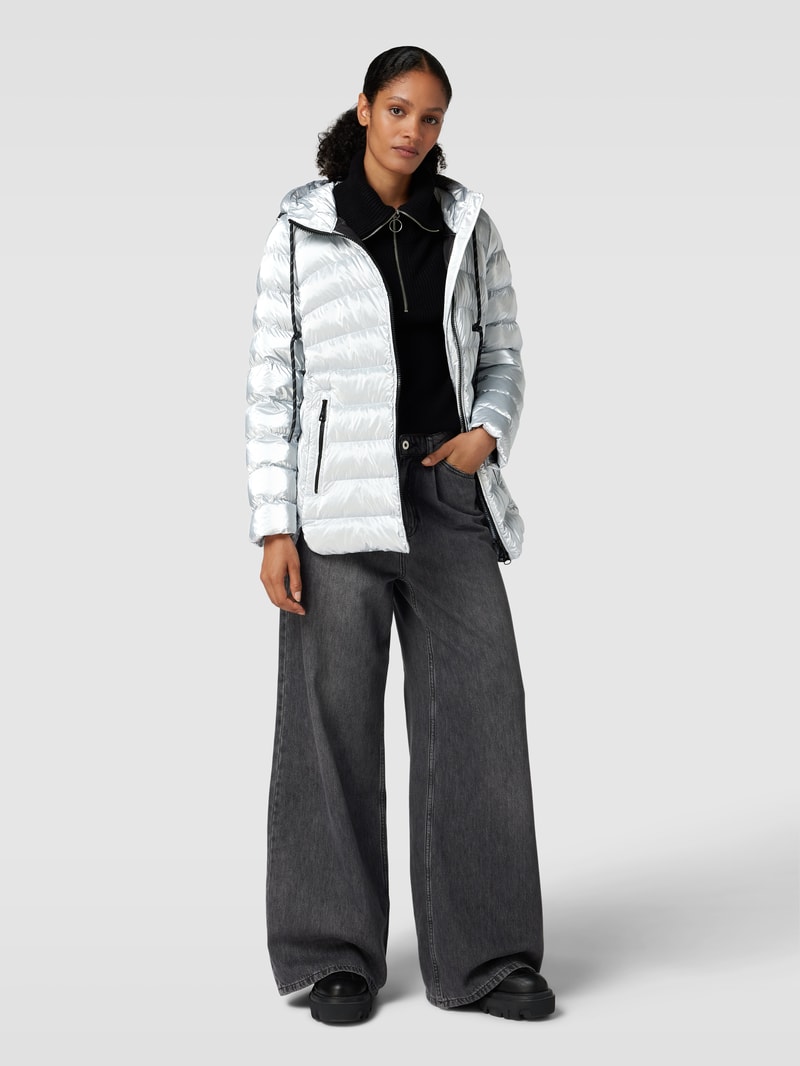 Steppjacke mit Kapuze in silber