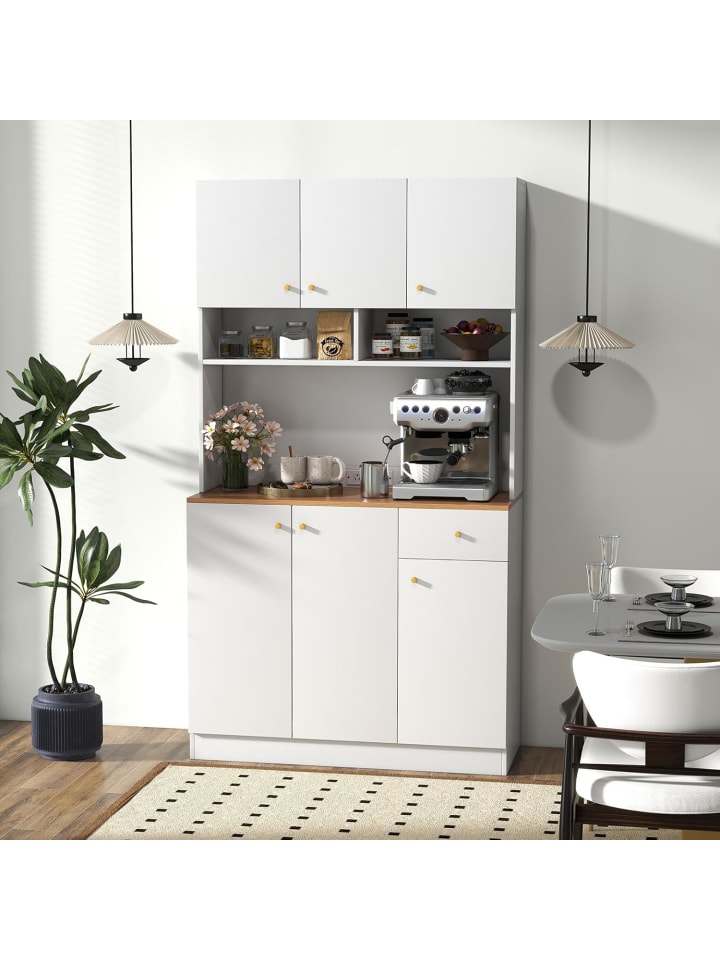 COSTWAY Küchenschrank Holz 100x40x181cm in Weiß günstig kaufen onesize