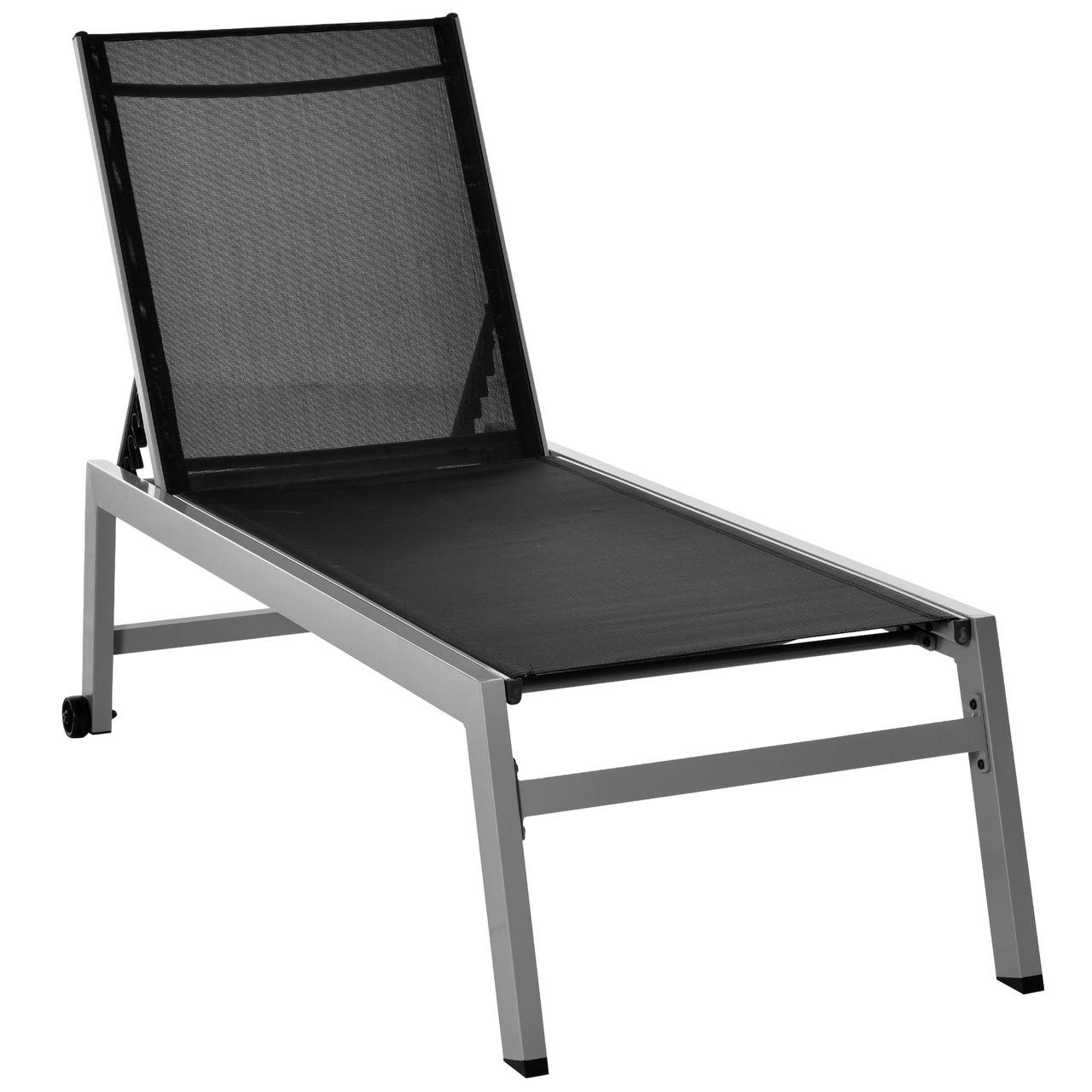 Outsunny Sonnenliege Gartenliege 5-stufige Rückenlehne Aluminium Schwarz