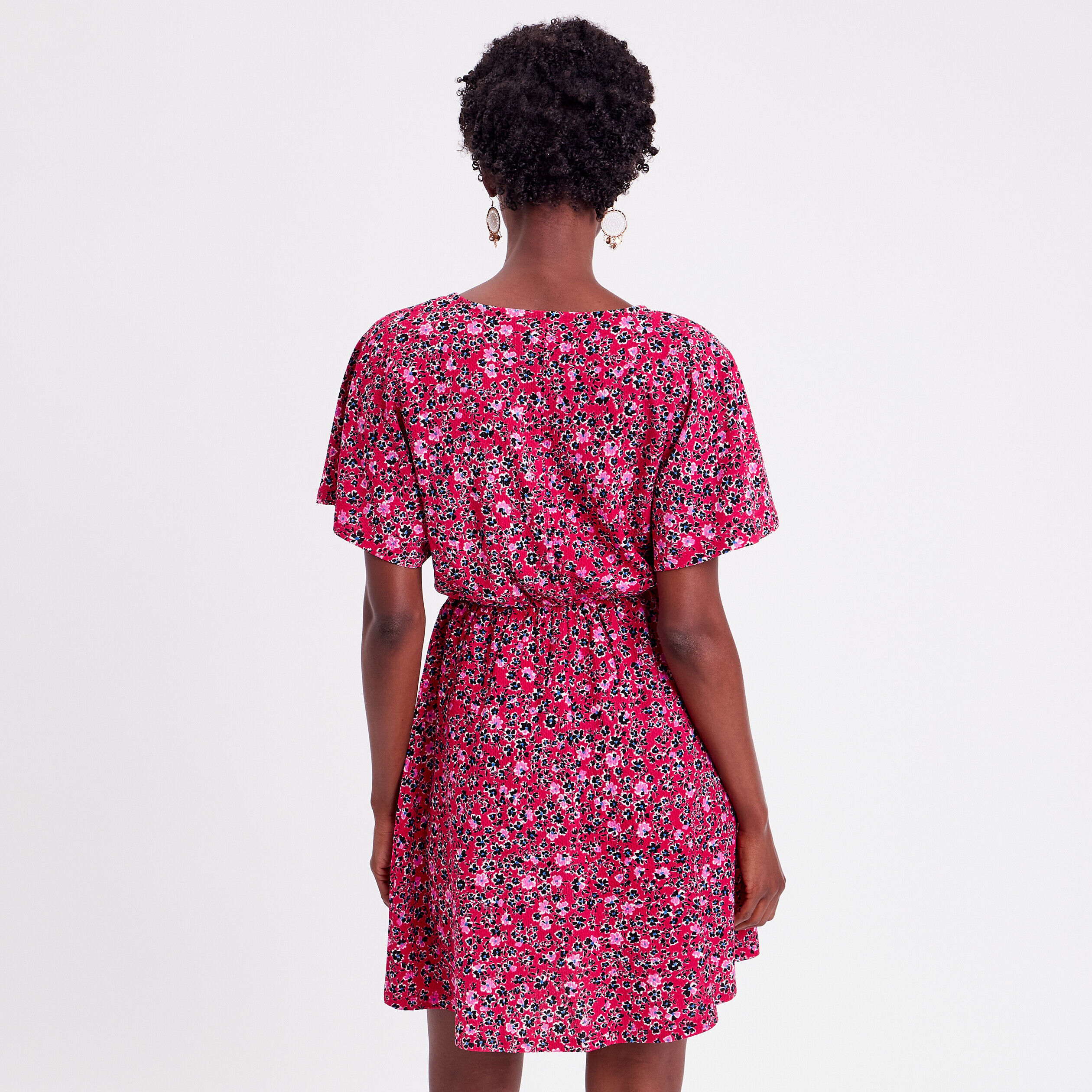 Robe évasée col en V rouge femme | Cache Cache