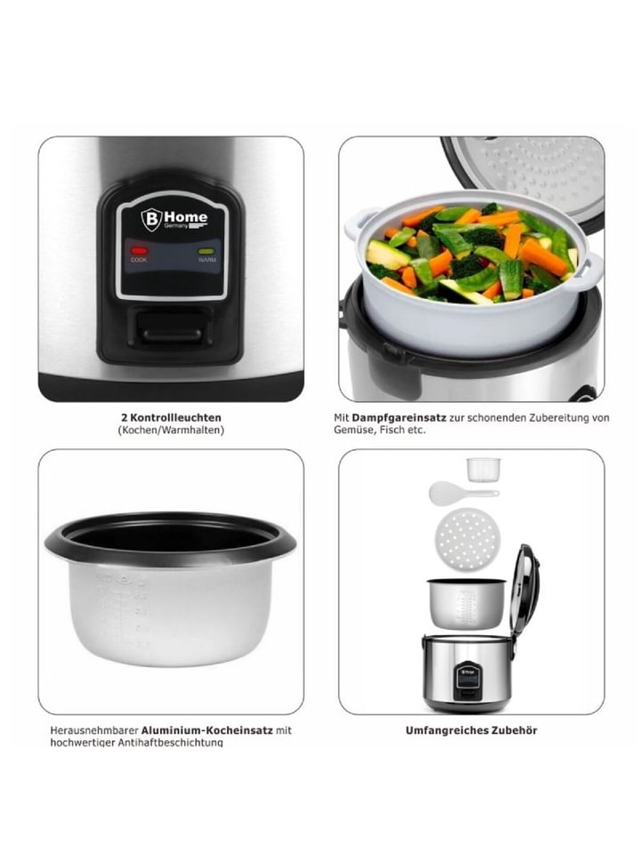COFI 1453 Multi Dampfkocher Reiskocher und Dampfgarer mit Zubehör in Silber günstig kaufen 1