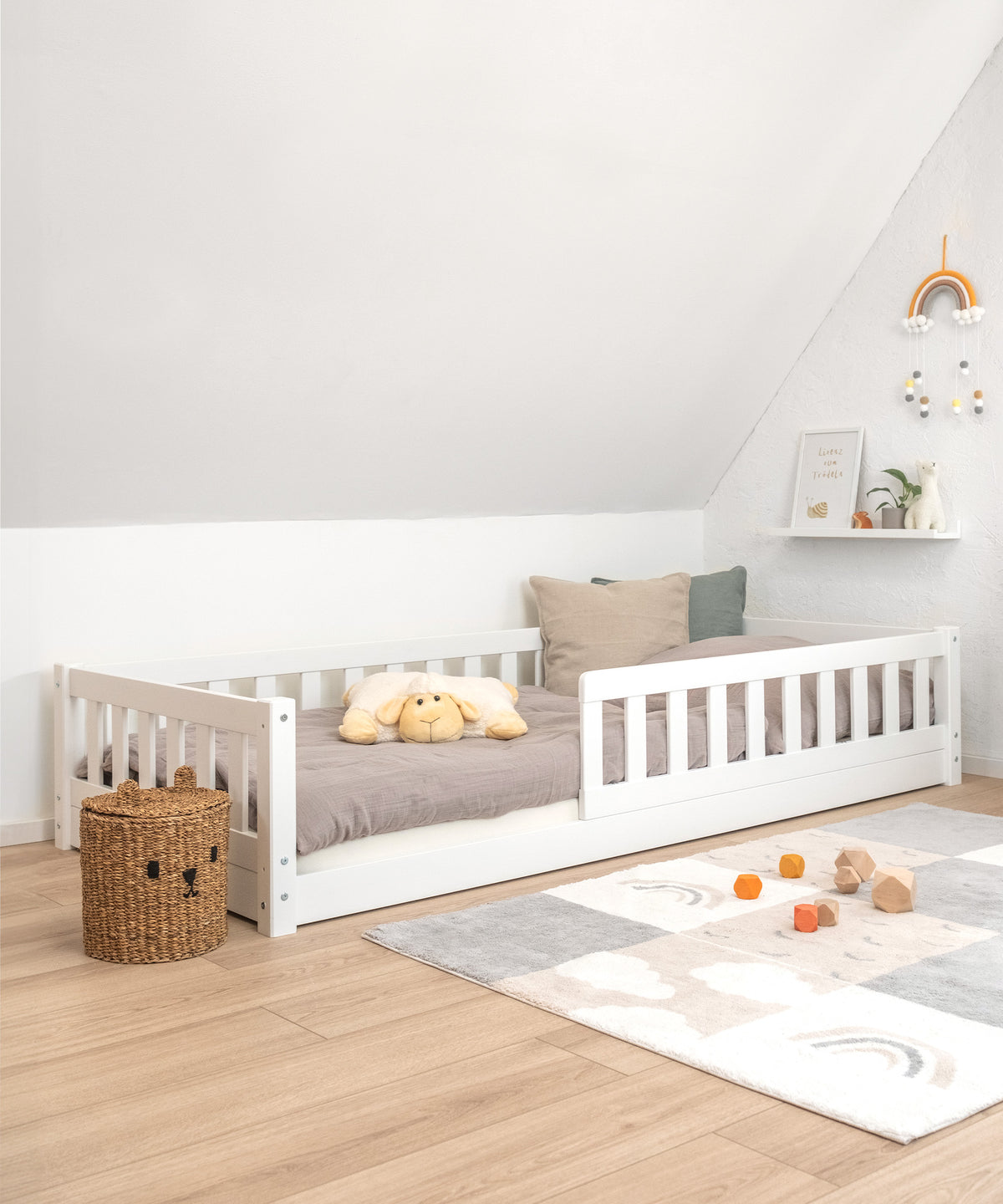 Bodenbett Kiefer Weiß