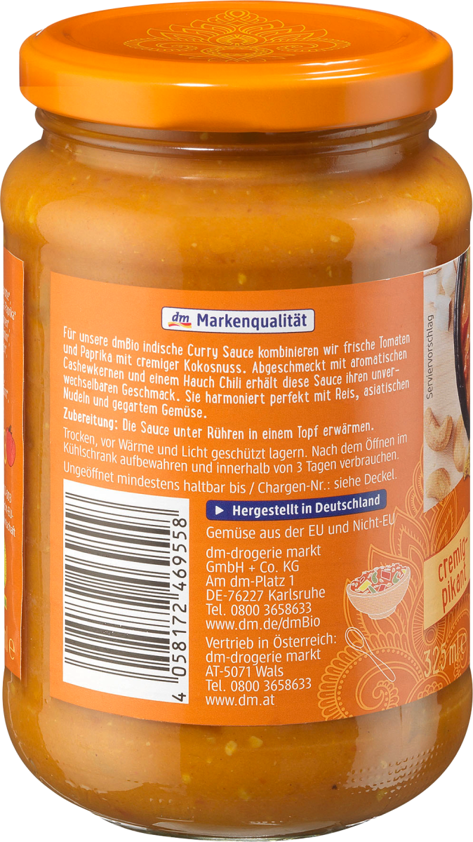 Currysoße, Indisch, cremig-pikant, 325 ml