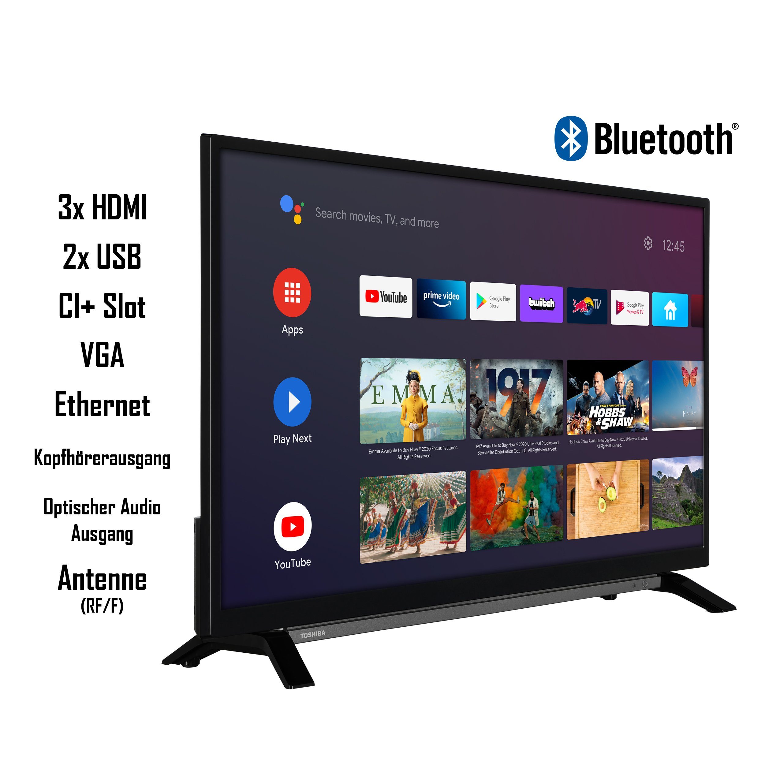 Toshiba 32LA2B63DAZ LCD-LED Fernseher (80 cm/32 Zoll, Full HD, Android TV, Triple-Tuner, Play Store, Google Assistant, Bluetooth)
