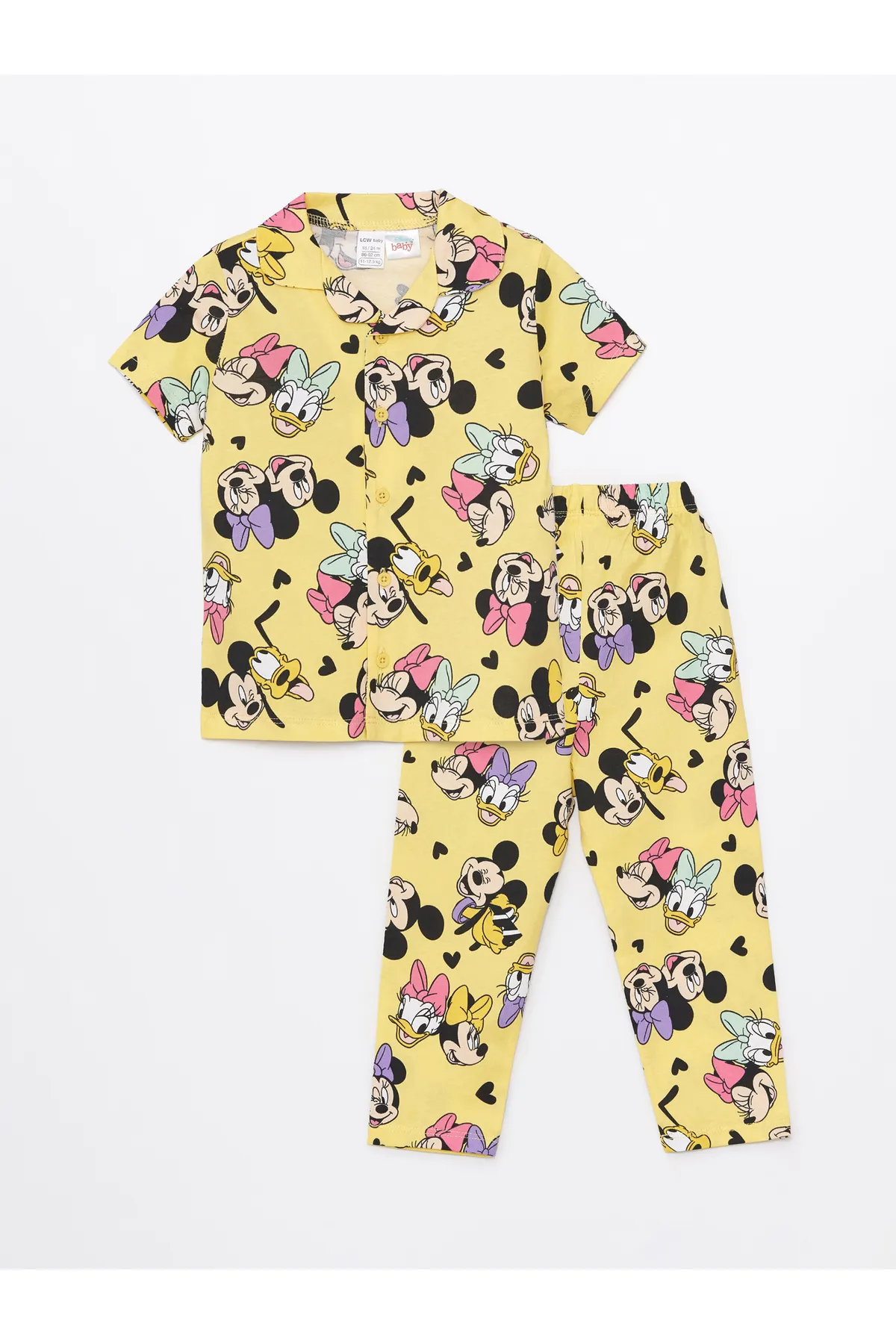 LC Waikiki  Kurzarm-Pyjama-Set für Babys mit Polokragen und Minnie Mouse-Aufdruck