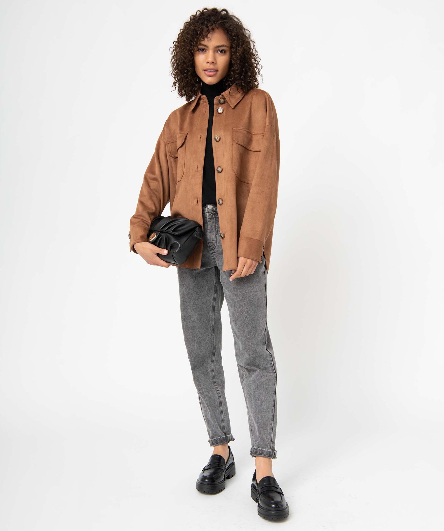 Veste femme forme chemise en suédine camel | GEMO