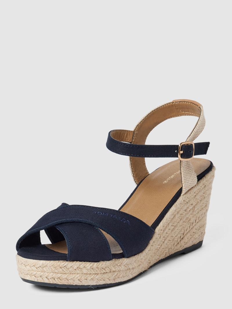Wedges mit Label-Detail Modell 'Basic' in marineblau