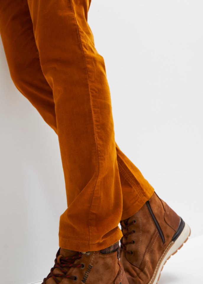 Regular Fit Cord-Schlupfhose in leicht verkürzter Länge, Straight