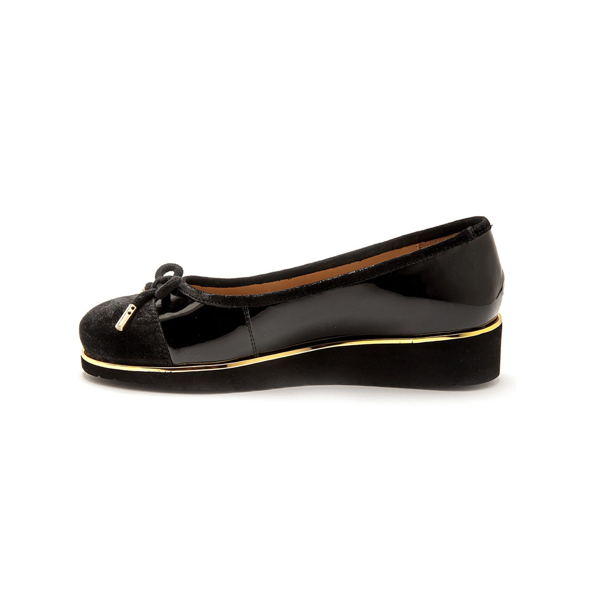Ballerine compensée largeur confort en cuir verni