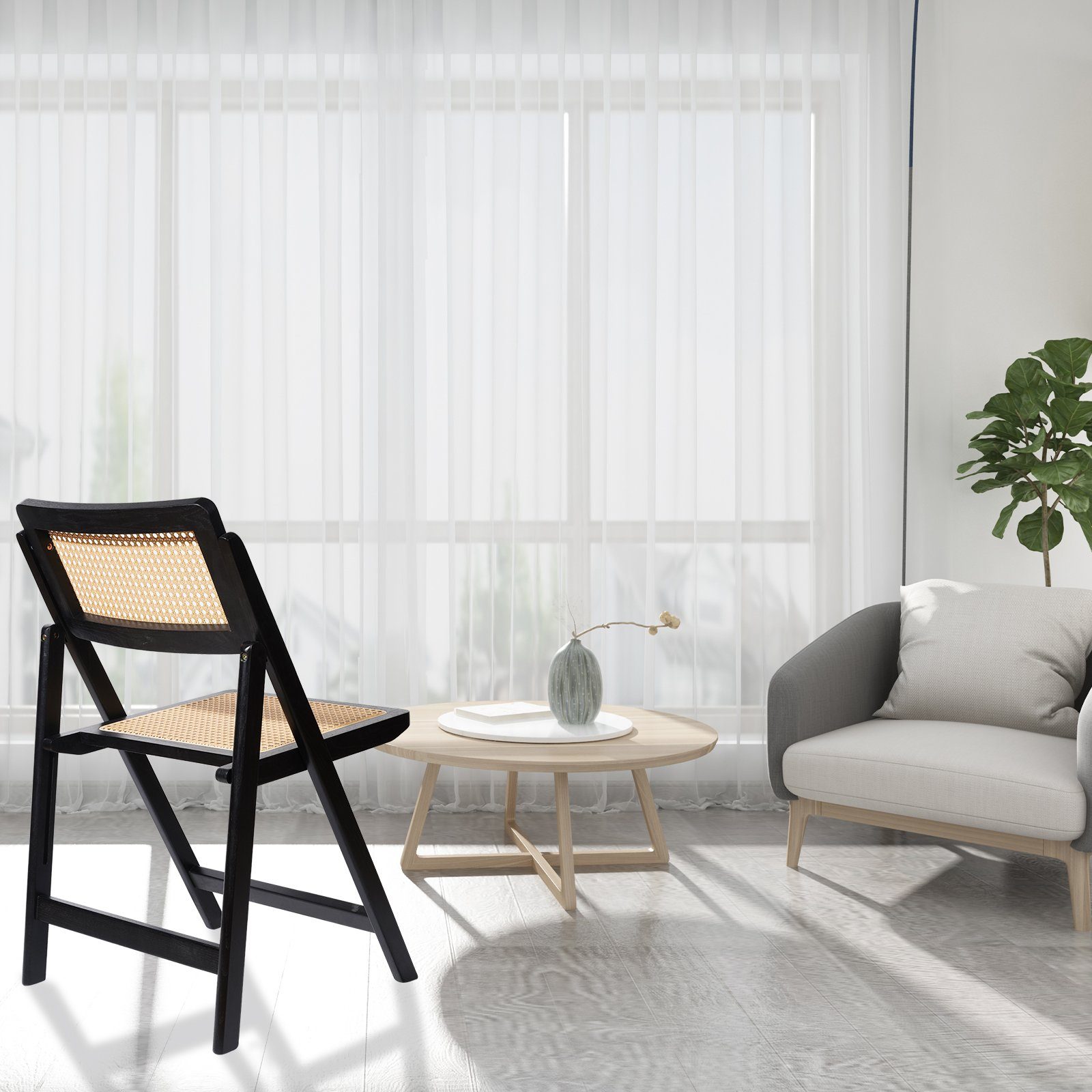 LIM HOME Klappstuhl TB000 (Packung, 1 St), Gestell aus Massivholz, Sitzfläche aus Rattan