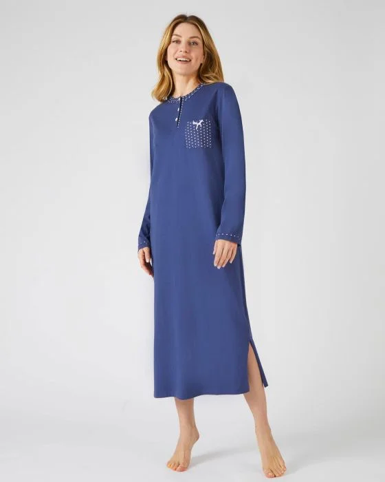 Chemise de nuit manches longues, maille jersey