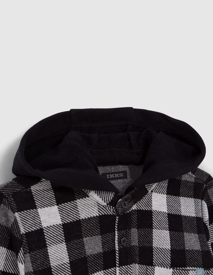 Chemise noire à carreaux capuche amovible garçon