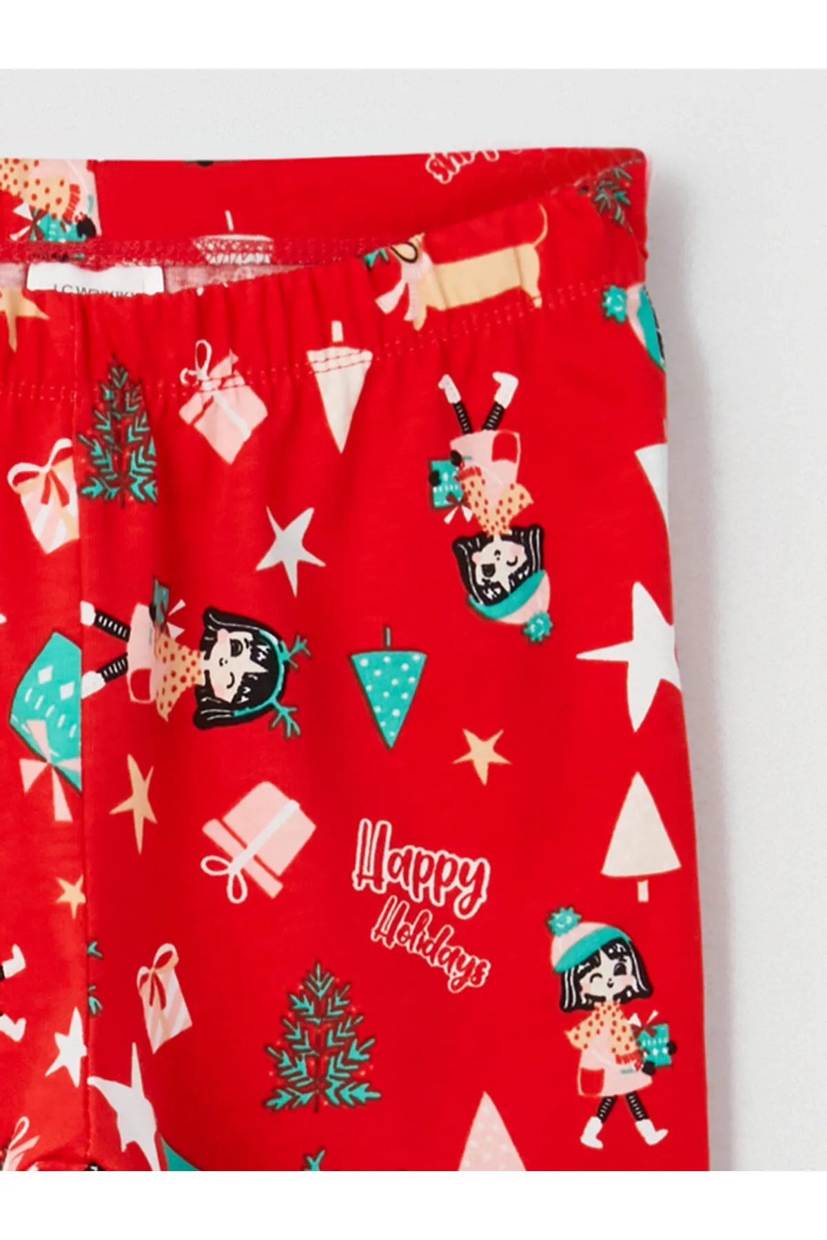 LC Waikiki  Langarm-Pyjama-Set für Mädchen mit Rundhalsausschnitt und Neujahrsmotiv
