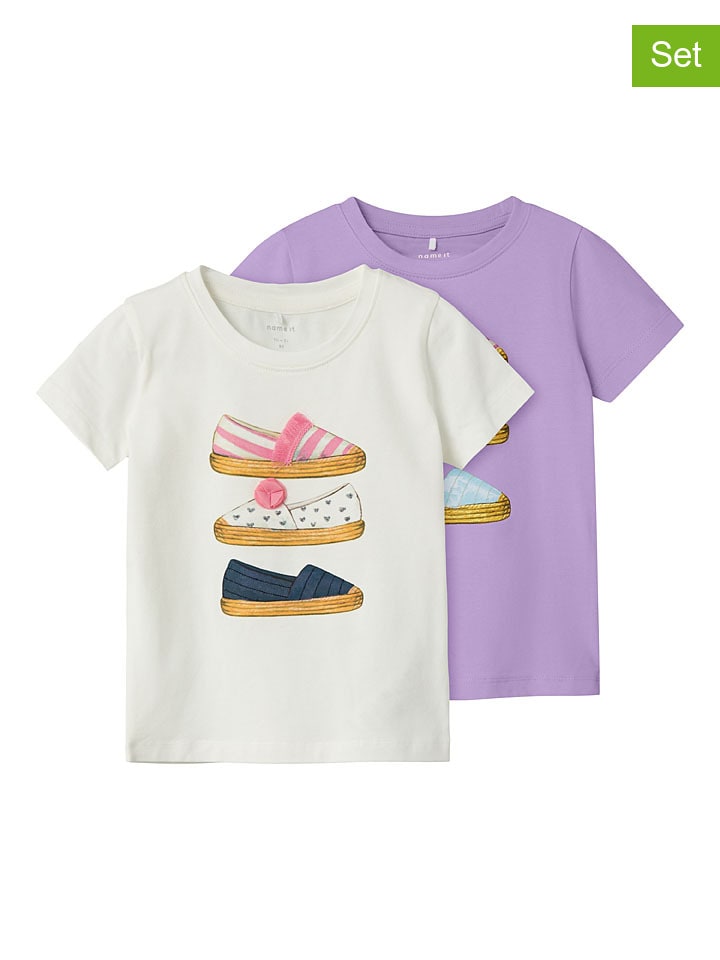 name it 2er-Set: Shirts in Creme/ Lila günstig kaufen