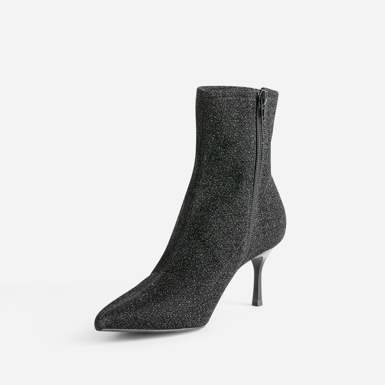 Boots TEXTO noir pailleté pointu à talon aiguille